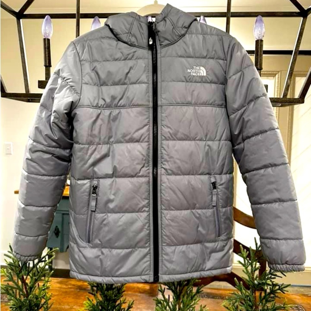 The North Face - REVERSIBLE Grey Puffer/ Black Sherpa Hooded Jacket